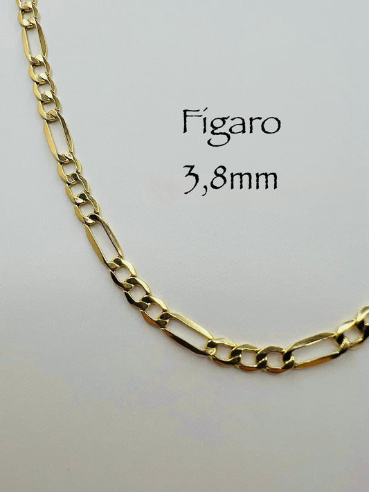 Chaîne figaro 3,8mm en vrai or 10k