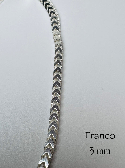 #207 Franco bracelet 3mm in 925 sterling silver