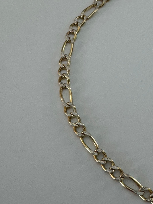 #112 bracelet Figaro deux couleurs 2,5mm en or 10k
