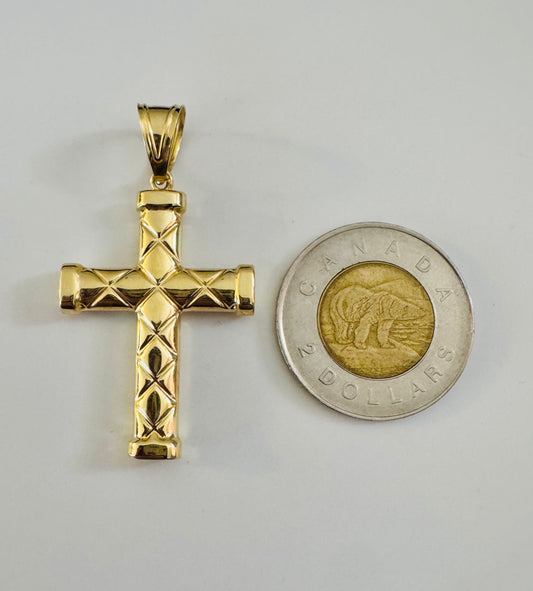 #438 pendentif croix avec ligne en x 5mm en or 10k