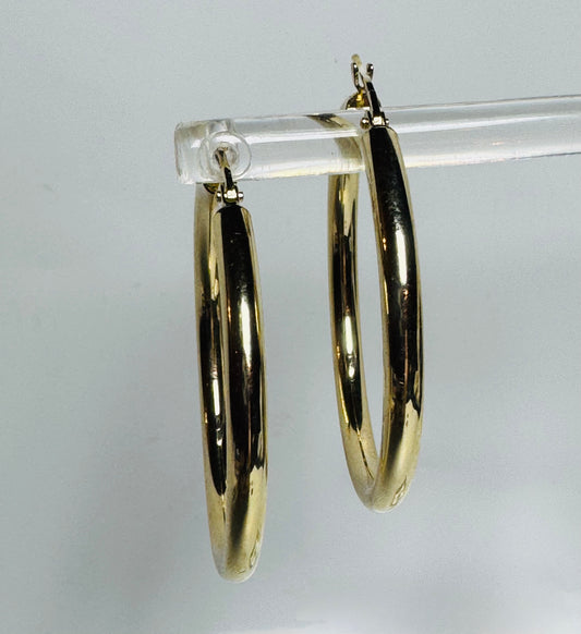 #317 boucles d’oreilles grandes anneaux 3mm en or 10k