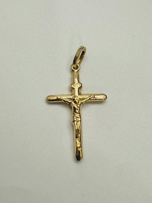 #432 pendentif croix crucifix NRI extrémité aplatie en vrai or 10K
