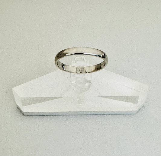 #205 bague jonc arrondi 3mm en or blanc 10k
