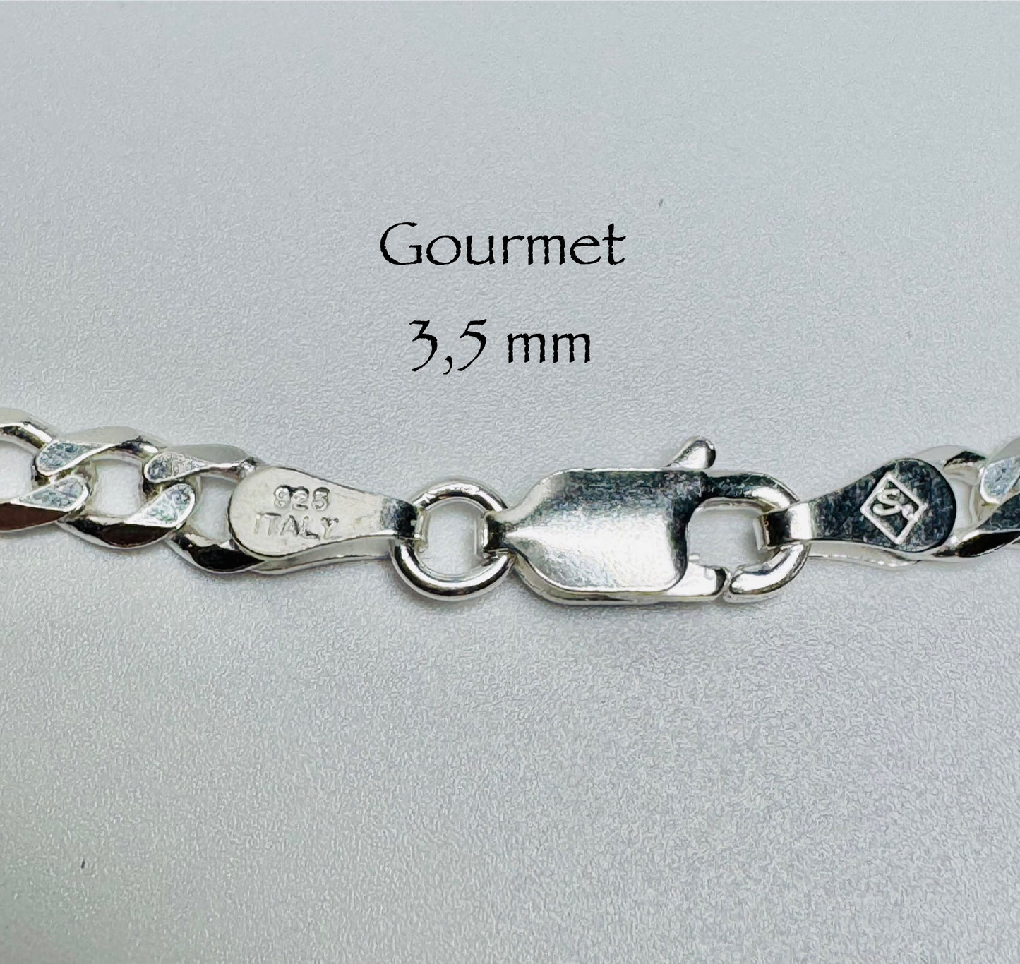 Chaîne gourmet 3,5mm en argent sterling italien 925