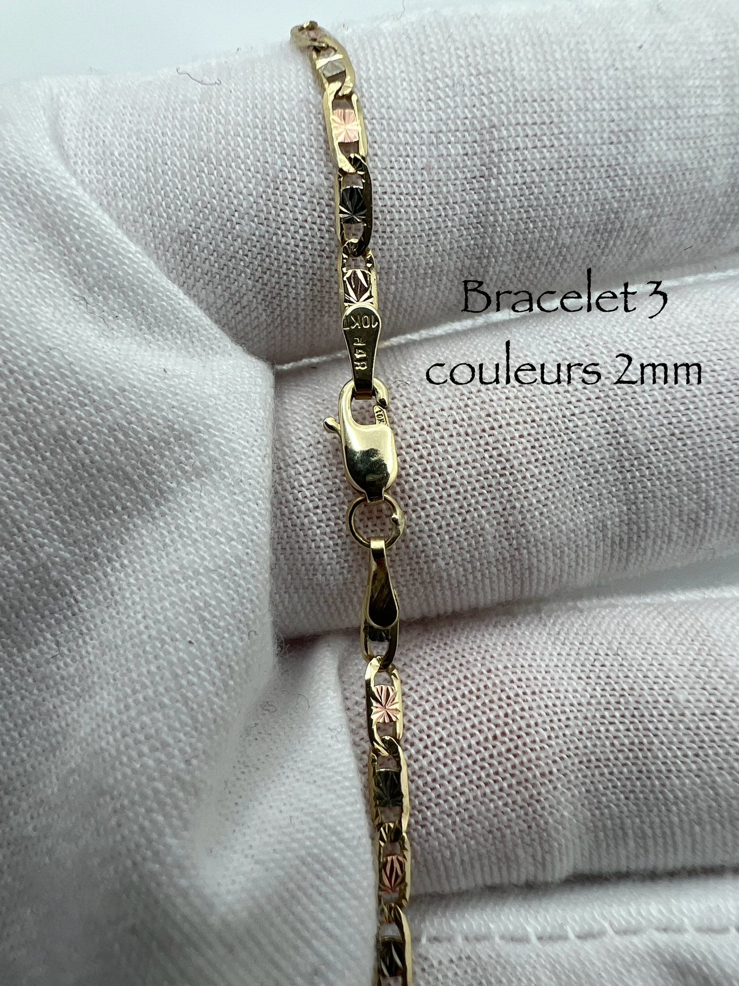 #120 bracelet étoilé 3 couleurs 2 mm en or 10k