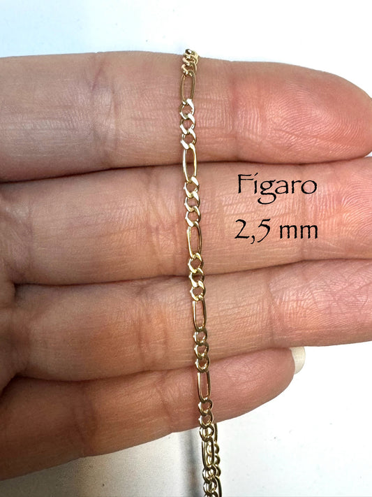 #114 Bracelet Figaro 2,5 mm en or 10k