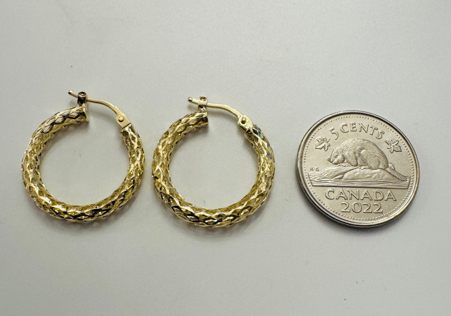 #314 boucles d’oreilles anneaux trouées en or 10 carats