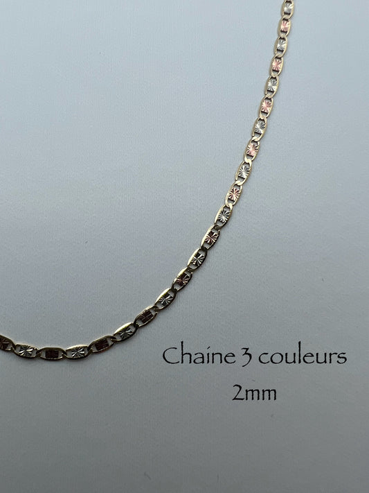 3-color 2mm star chain in 10k gold