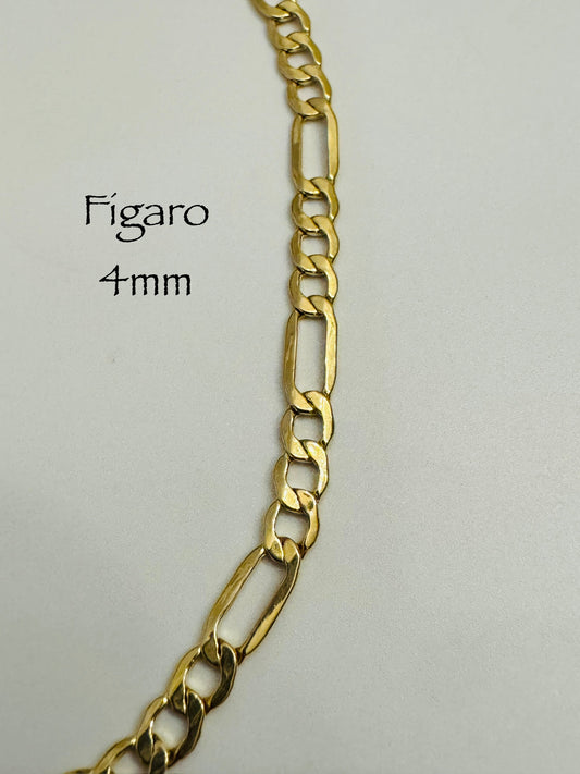 #502 chaîne de cheville Figaro 4 mm en or 10k