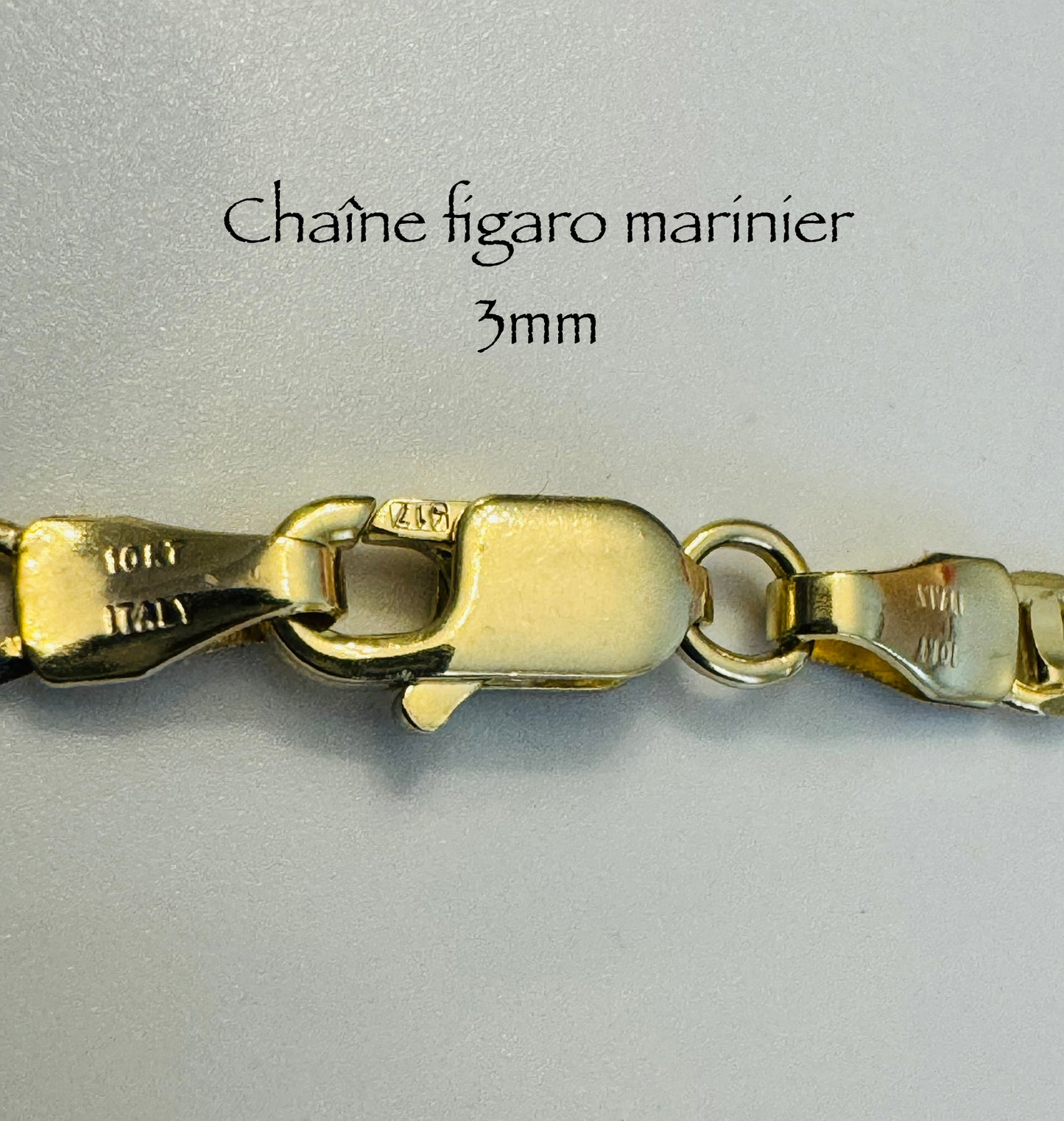 Chaîne Figaro marinier 3 mm pleine en or 10k
