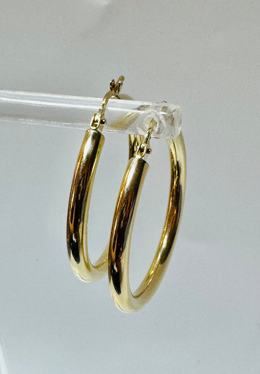 #307 boucles d’oreilles anneaux unies  3mm en or 10k