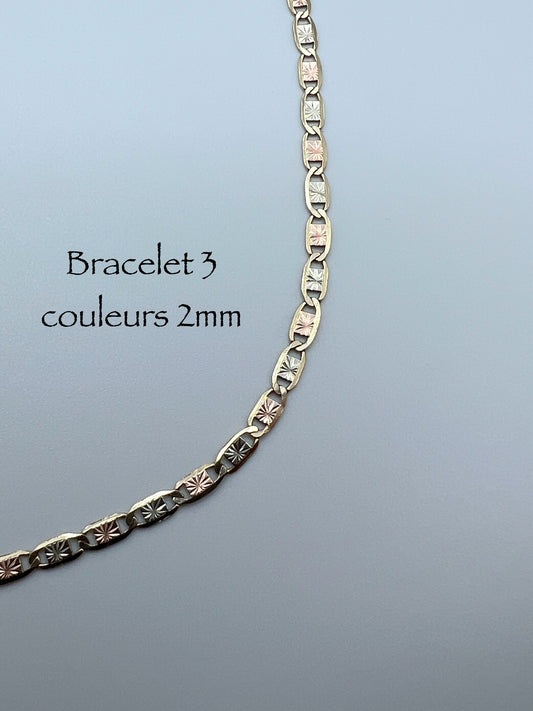 #120 bracelet étoilé 3 couleurs 2 mm en or 10k