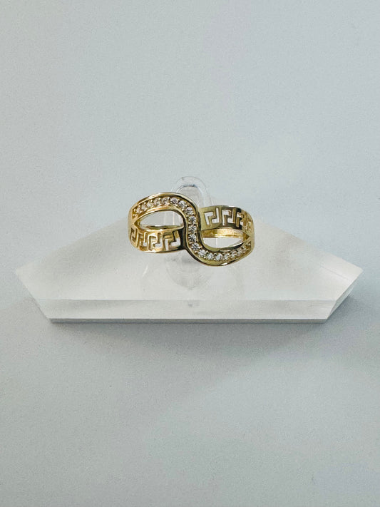 #210 bague médusa entrelacée avec zircon en or 10 carats