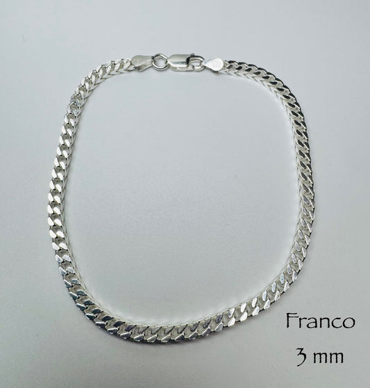 #207 Franco bracelet 3mm in 925 sterling silver