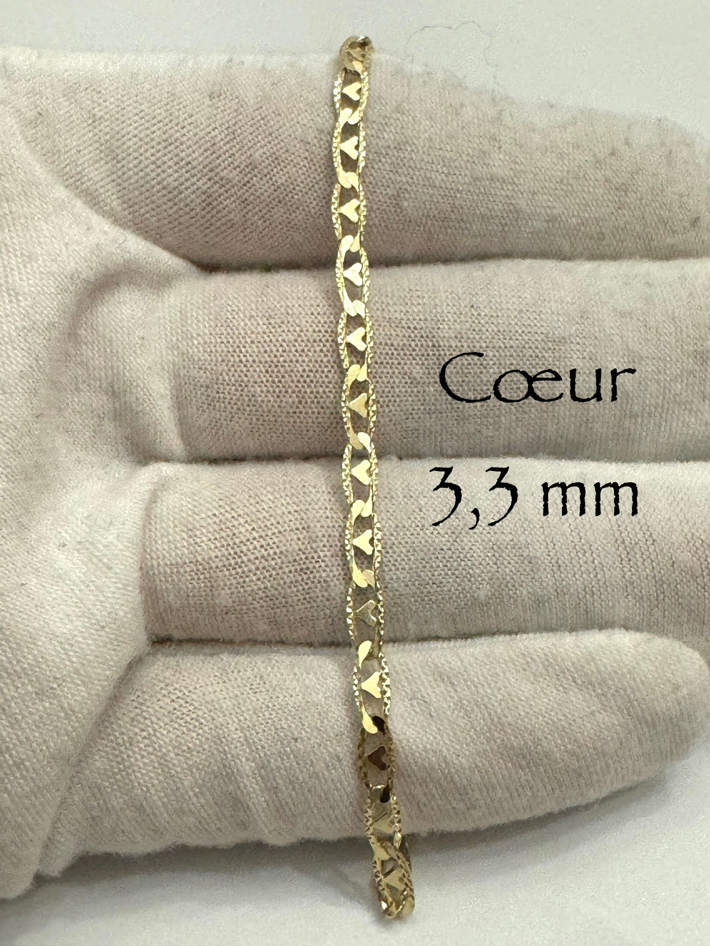 #110 Pulsera corazón de 3,3 mm en oro de 10k