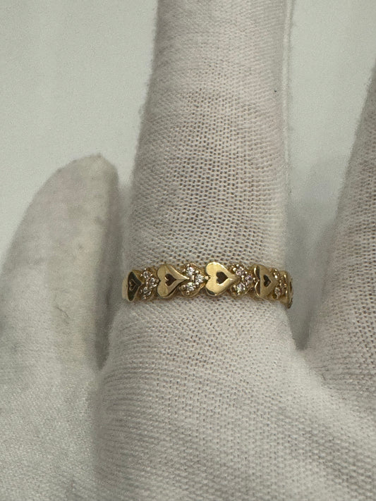 #224 bague cœur unie et avec zircon en or 10k