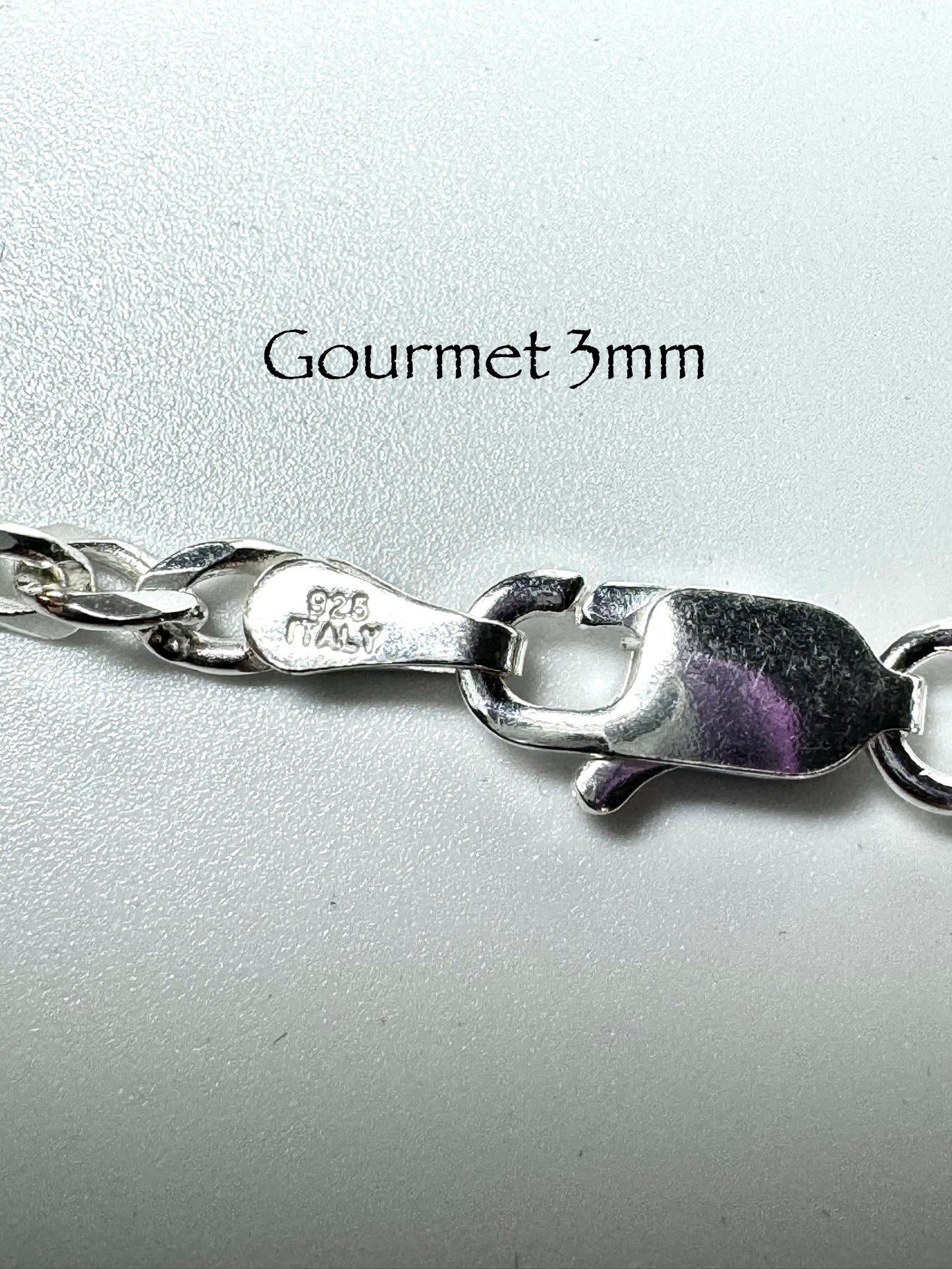 Chaîne Gourmet 3 mm en argent sterling italien 925