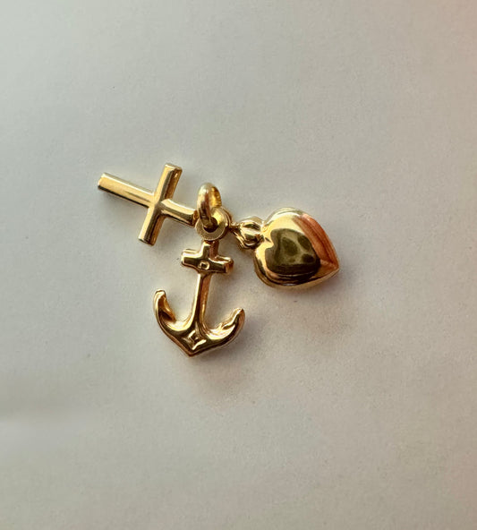#469 Faith, Hope and Charity pendant in 10k gold