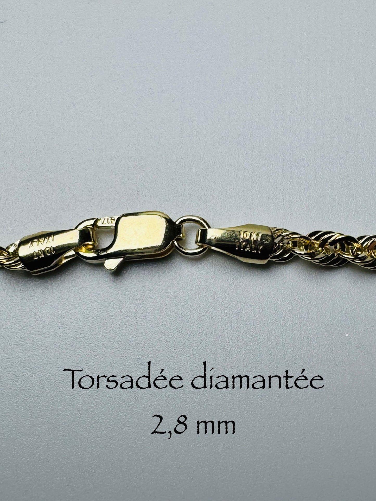 2.8mm diamond-cut twisted chain in 10k gold