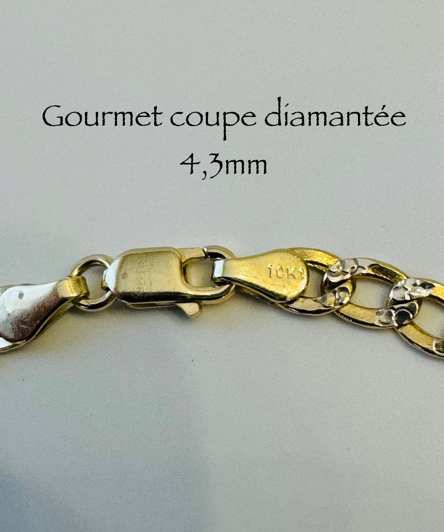 #107 bracelet gourmet coupe diamantée 4,3 mm en or 10k