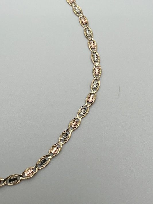 #119 bracelet losange 2,3mm 3 couleurs en or 10k