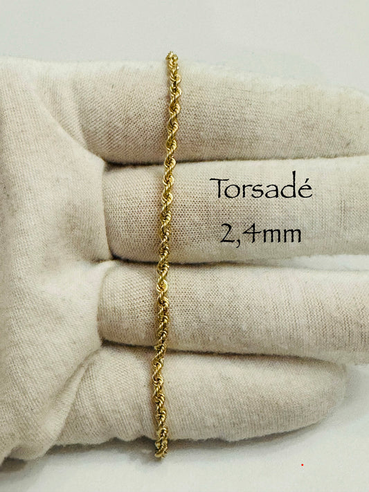 #101 bracelet torsadé 2,4mm en or 10k