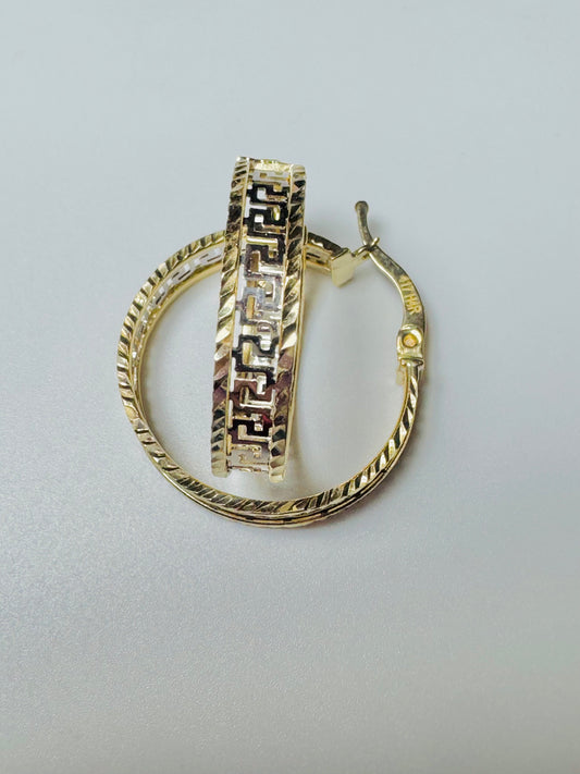 #310 boucles d’oreilles anneaux médusa deux couleurs en or 10k