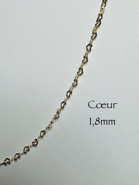 Chaîne en cœur 1,8 mm en or 10k
