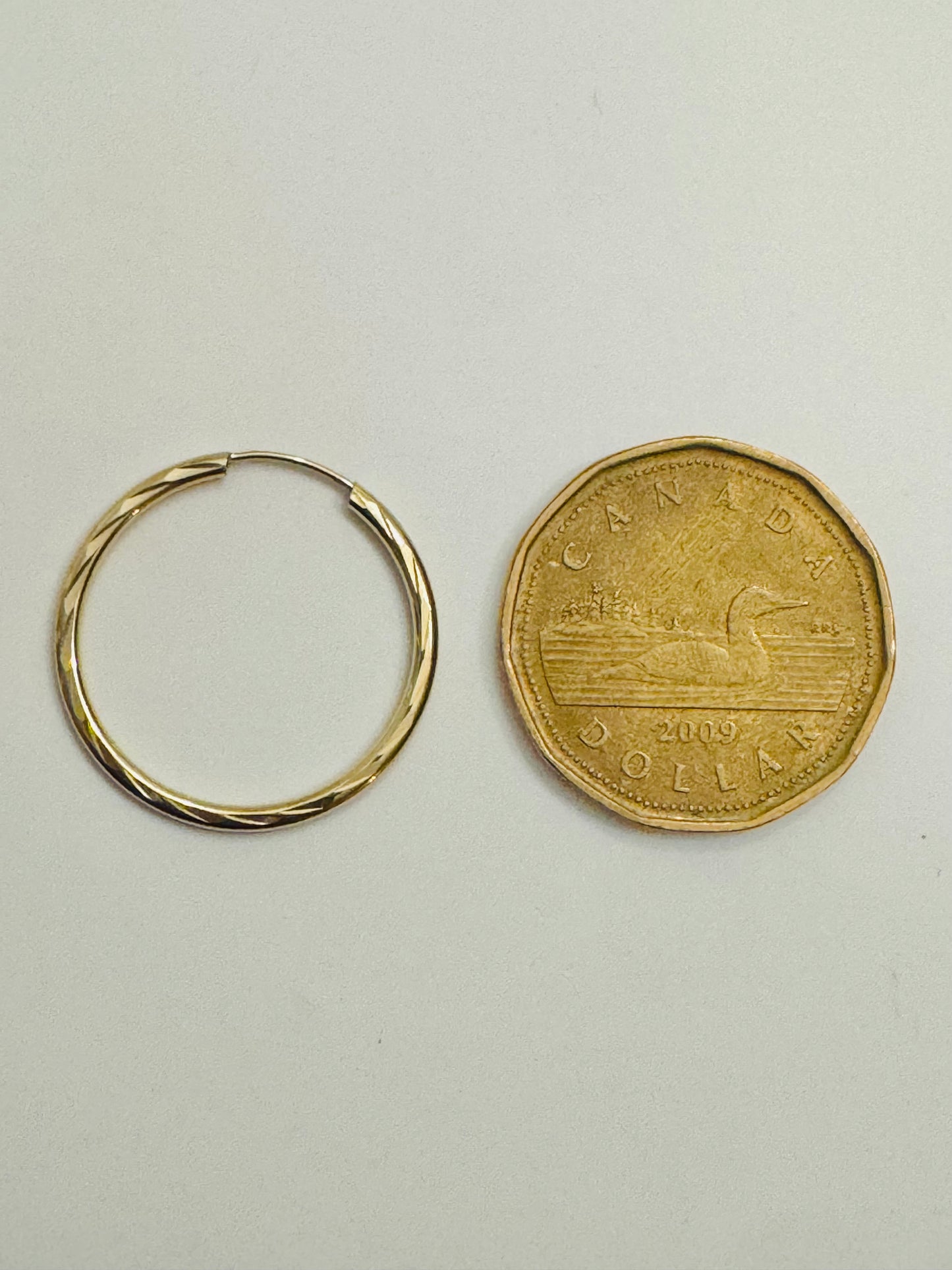 #318 boucles d’oreilles anneaux avec gravure fermoir intégré 1$ en or 10k