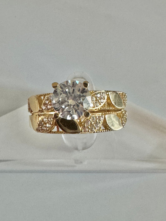 #212-213 bague jonc et alliance de mariage ovale uni et zircon en or 10k