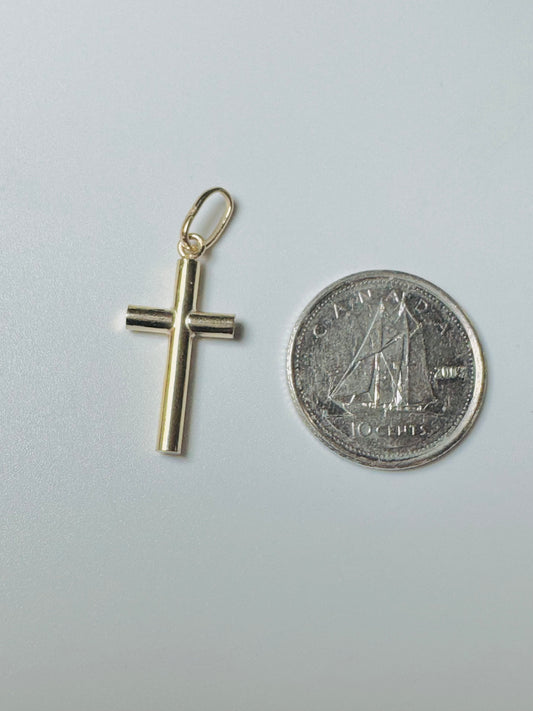 #404 pendentif petite croix unie en or 10k