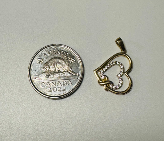 #420 Pendentif cœur entrelacé avec zircon en or 10k
