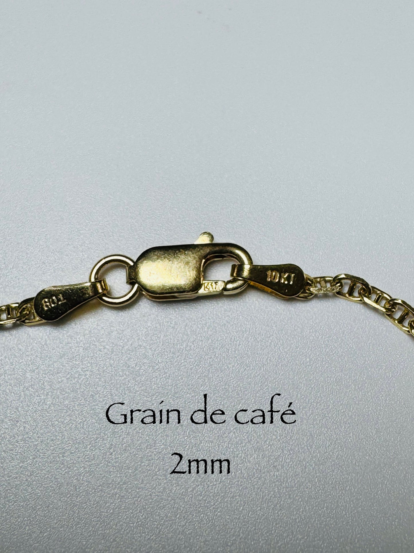 #501 chaîne de cheville grain de café 2 mm en or 10 carats
