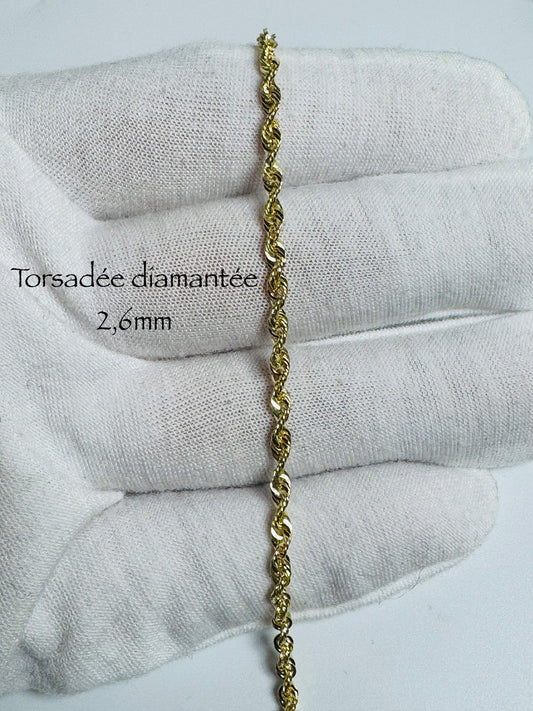 # 2.6mm Diamond Twisted Bracelet in 10-Carat Gold