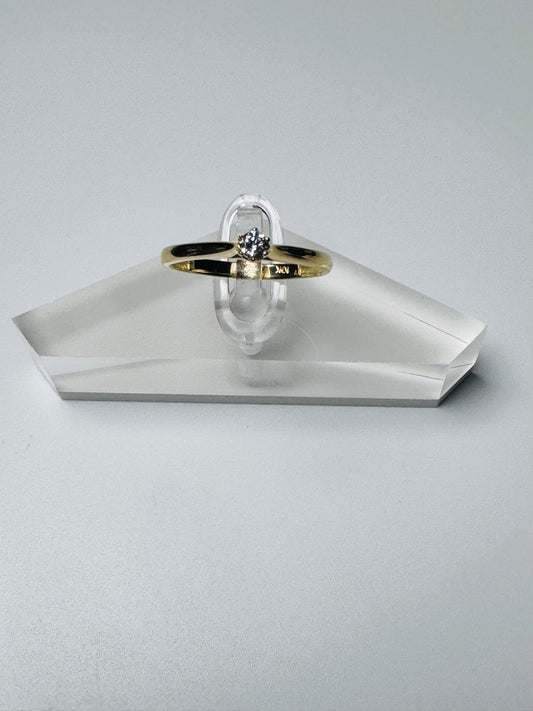 #207 bague alliance solitaire avec zircon en or 10k