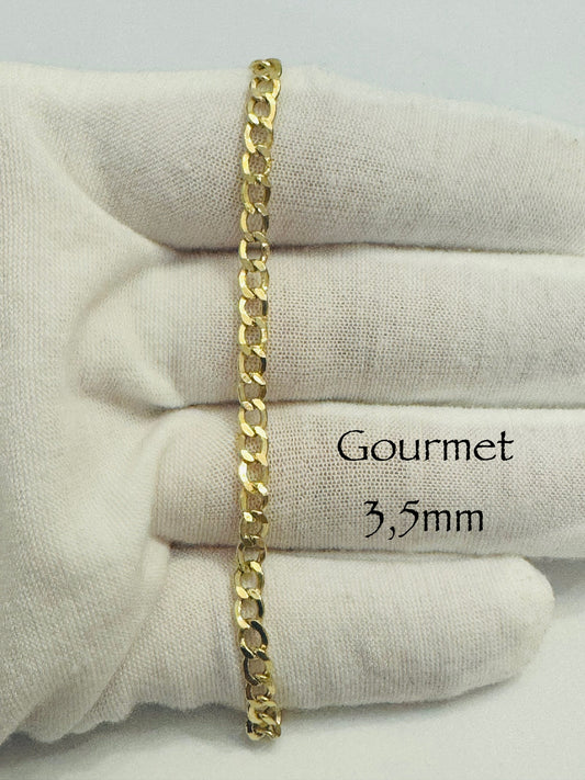 #503 chaîne de cheville gourmet 3,5 mm en or 10 carats