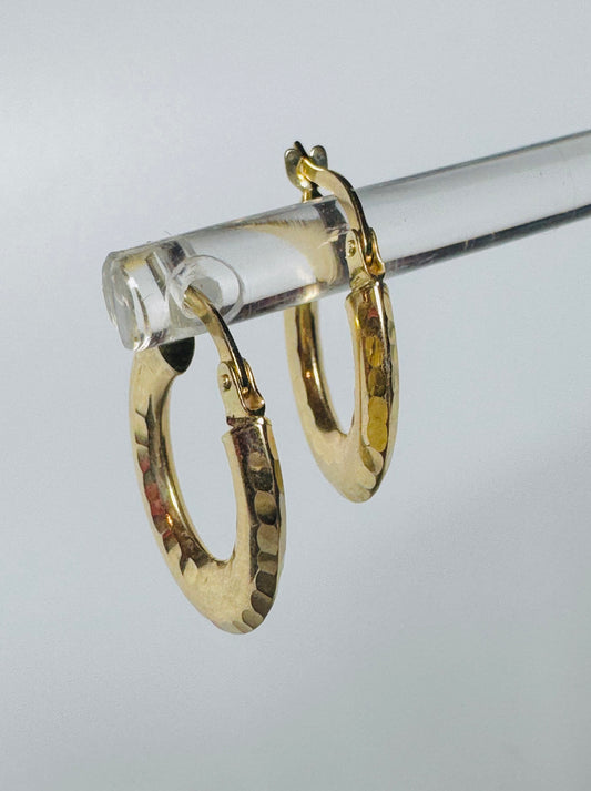 #347 boucles d’oreilles anneaux larges coupe diamantée en or 10k