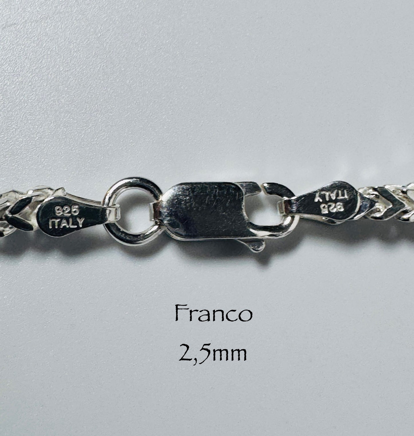 Cadena Franco de 2,5 mm en plata de ley italiana 925.
