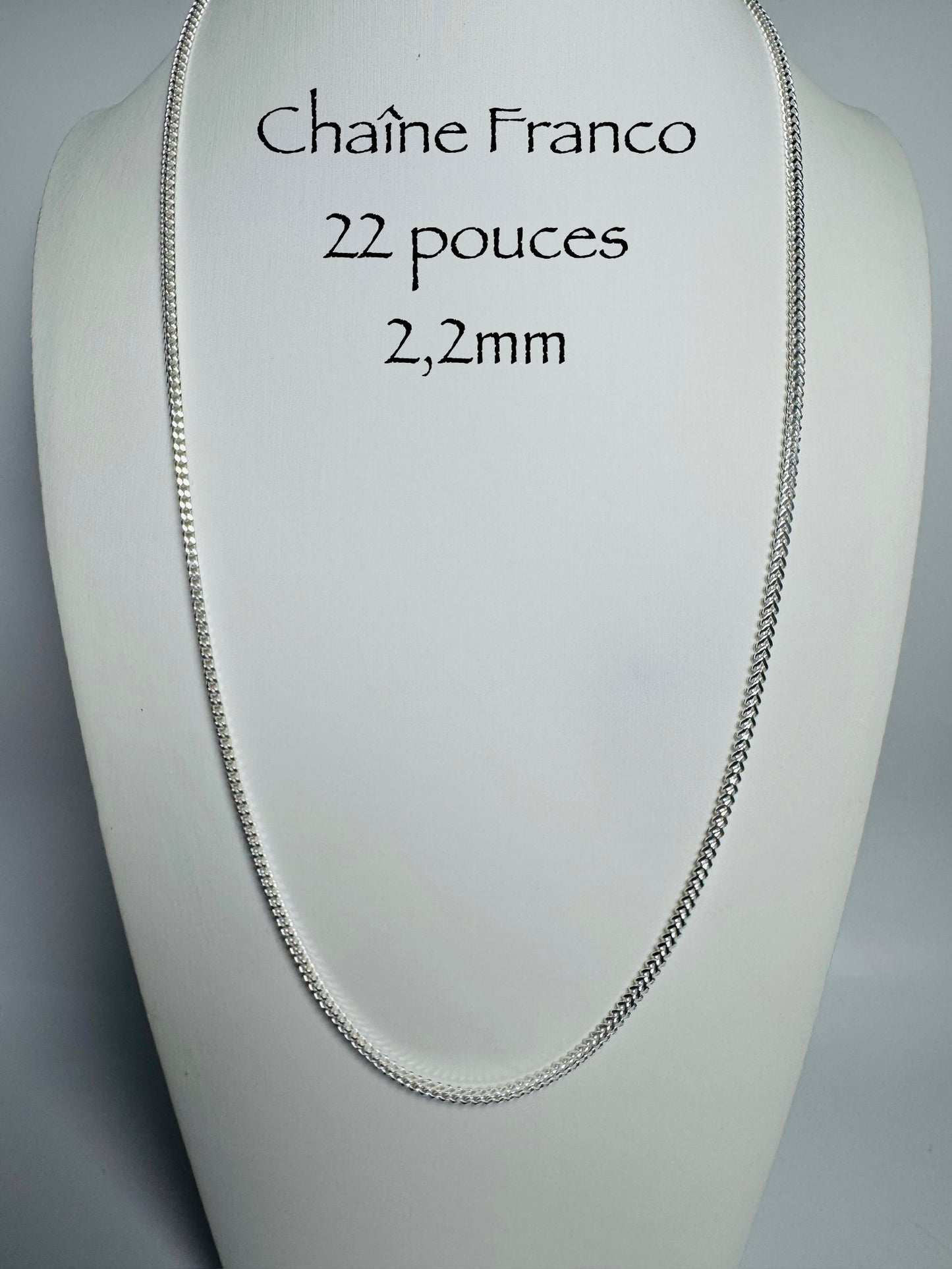 Chaîne franco 2,2mm en argent sterling italien 925