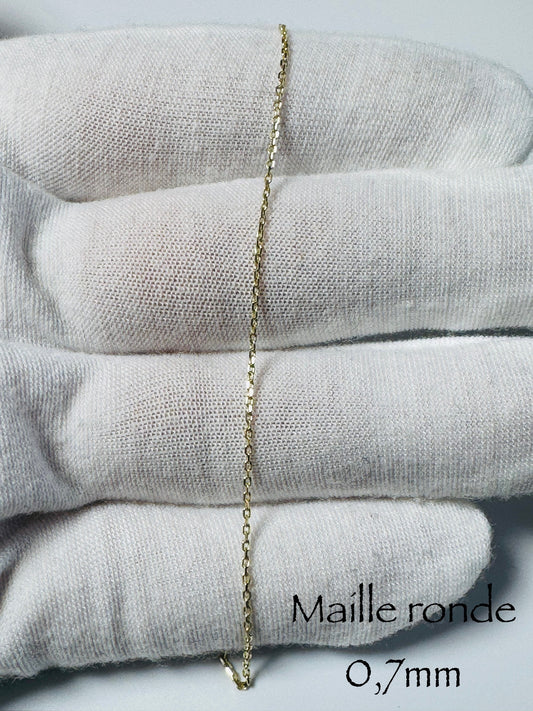 Chaîne maille ronde 0,7mm en or 10 carats