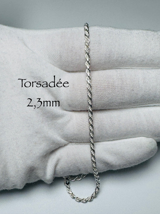 Chaîne torsadée 2,3 mm en argent sterling 925