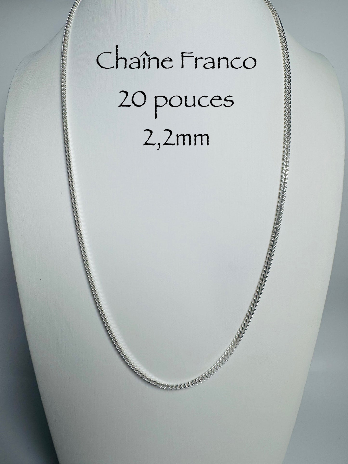 2.2mm Franco chain in 925 Italian sterling silver