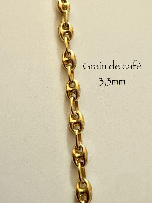 #125 bracelet grain de café 3,3mm en or 10k