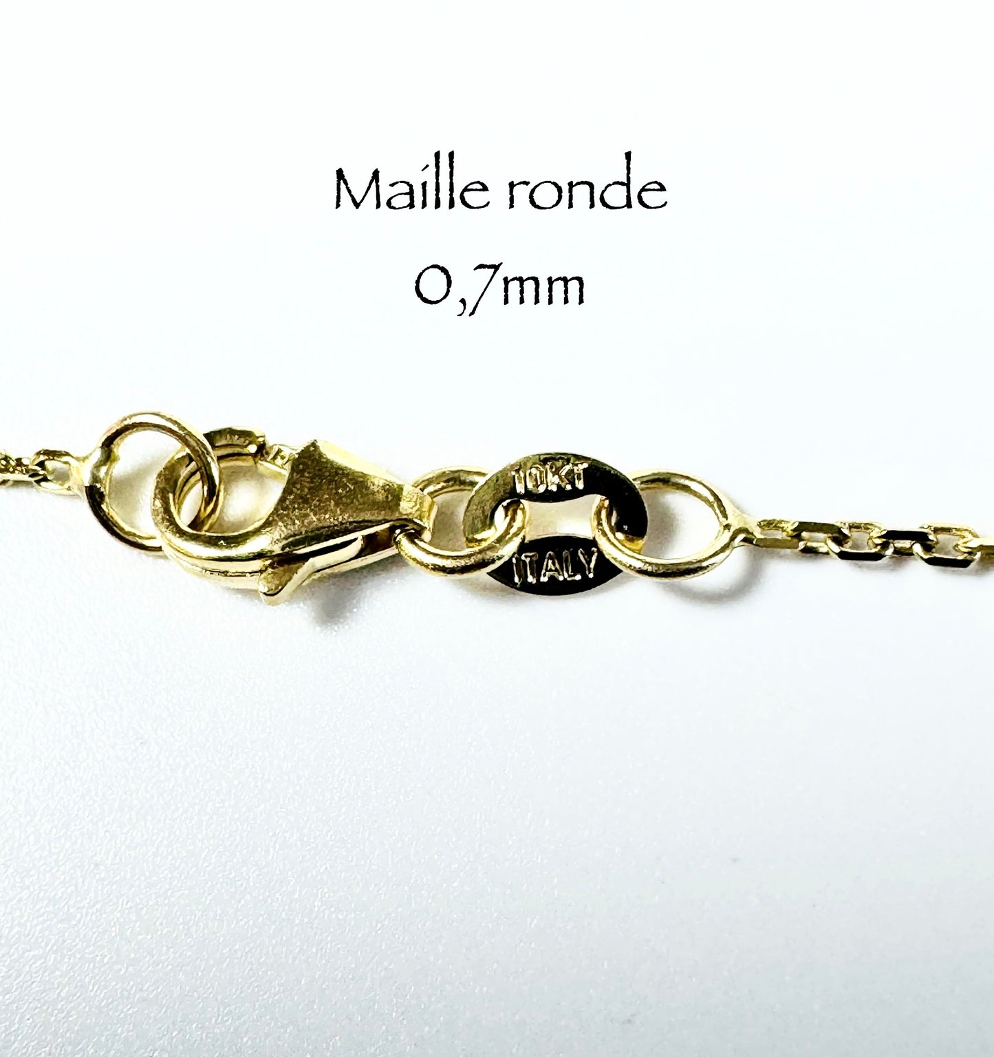 Chaîne maille ronde 0,7mm en or 10 carats