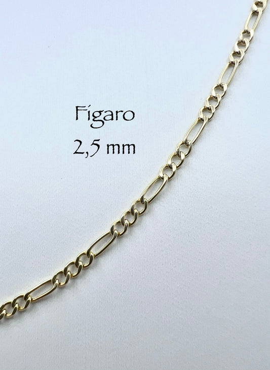 Chaîne Figaro 2,5 mm en or 10k