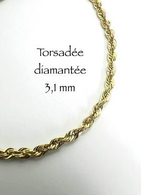 #106 Bracelet torsadée diamantée 3,1 mm en or 10k