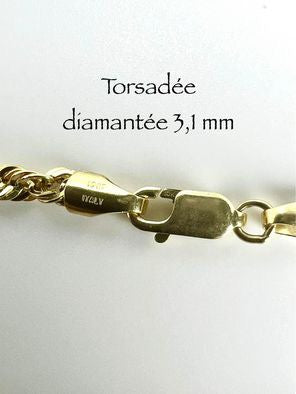 #106 Bracelet torsadée diamantée 3,1 mm en or 10k