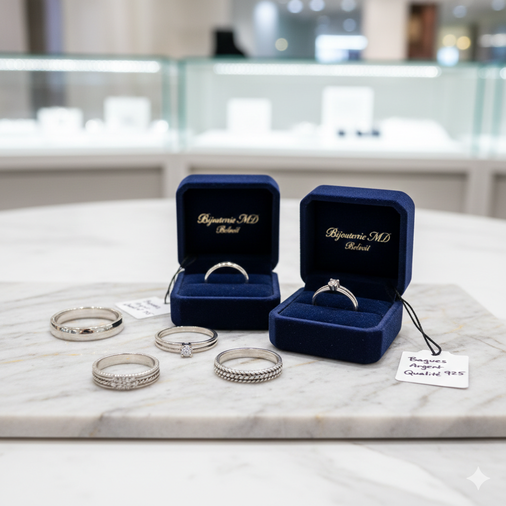Bague en argent sterling 925 de haute qualité, collection élégante et intemporelle Bijouterie MD Beloeil.
