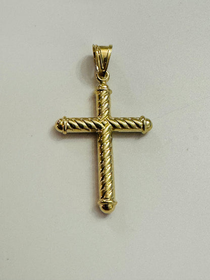 #407 Pendentif croix ondulée en or 10k