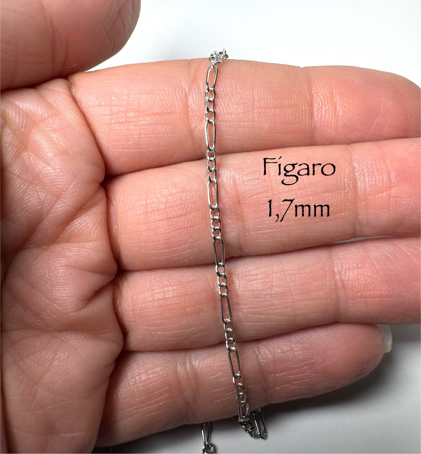 1.7mm Figaro Chain in 925 Italian Silver/Sterling